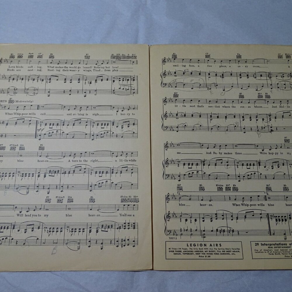 Vintage My Blue Heaven Leo Feist George Whiting Walter Donaldson Sheet Music Art - Picture 7 of 8